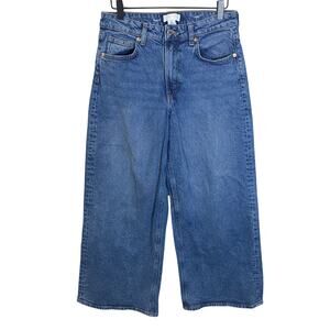 H&M Cropped Wide Leg Light Medium Wash Denim Jeans High Waisted Sz 6